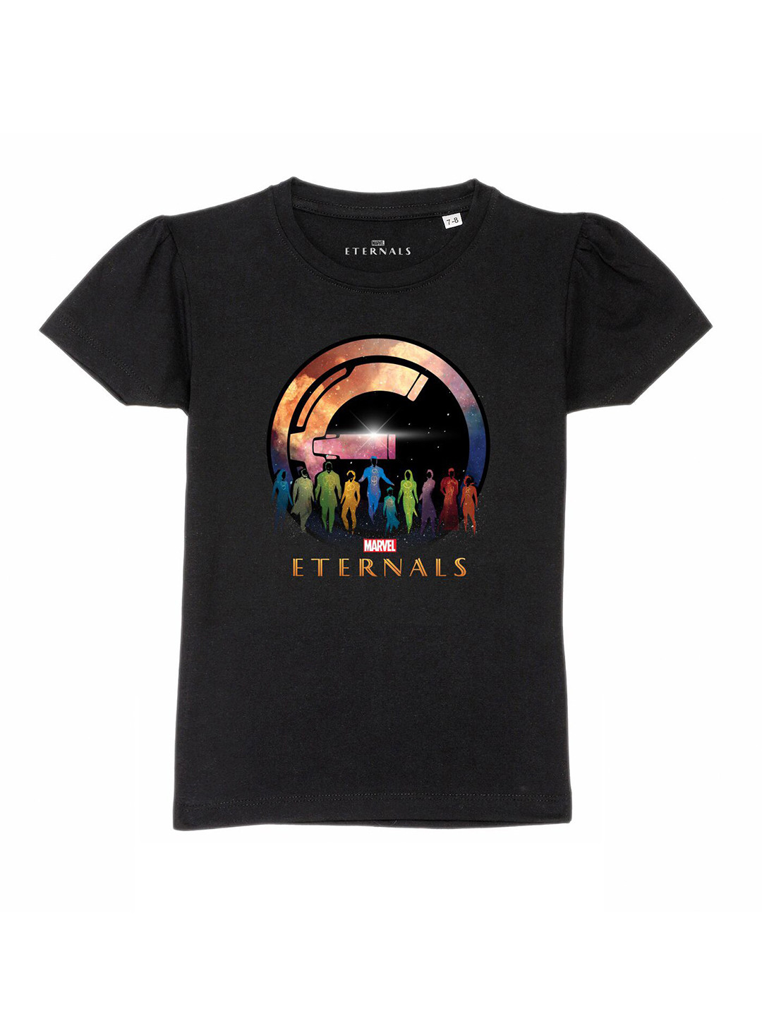 Marvel by Wear Your Mind Girls Black Superhero Printed Pure Cotton T-shirt