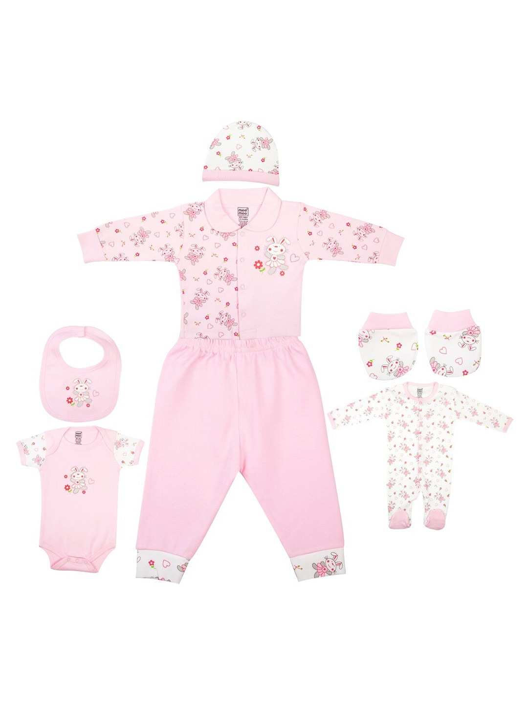 MeeMee Kids Pink & White Printed Shirt with Pyjamas