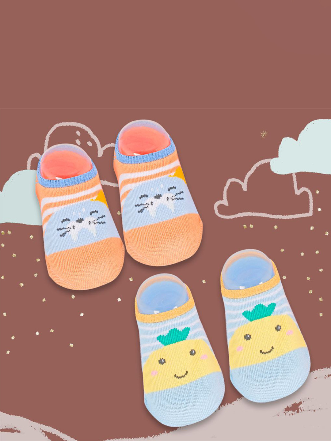 Baby Moo Kids Pack Of 2 Patterned Shoe-Liners