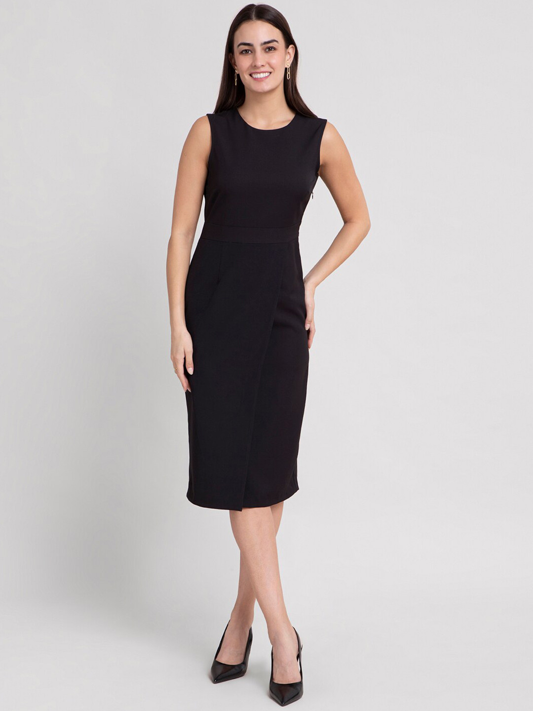 FABLE STREET Black Formal Sheath Midi Dress
