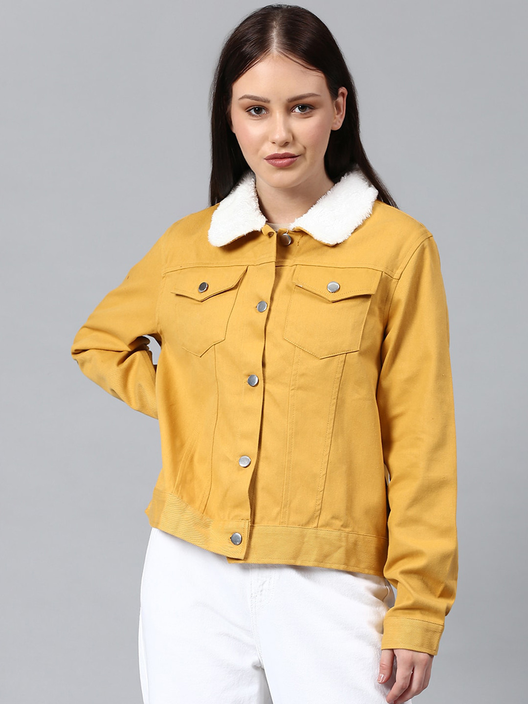 PINACOLADA Women Yellow Windcheater Denim Jacket