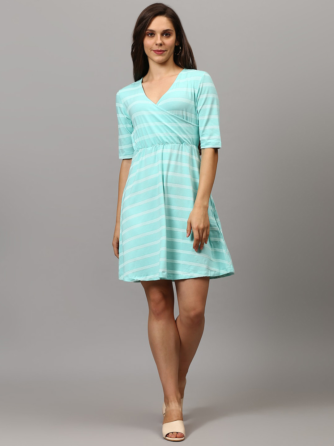 Campus Sutra Blue Checked Dress