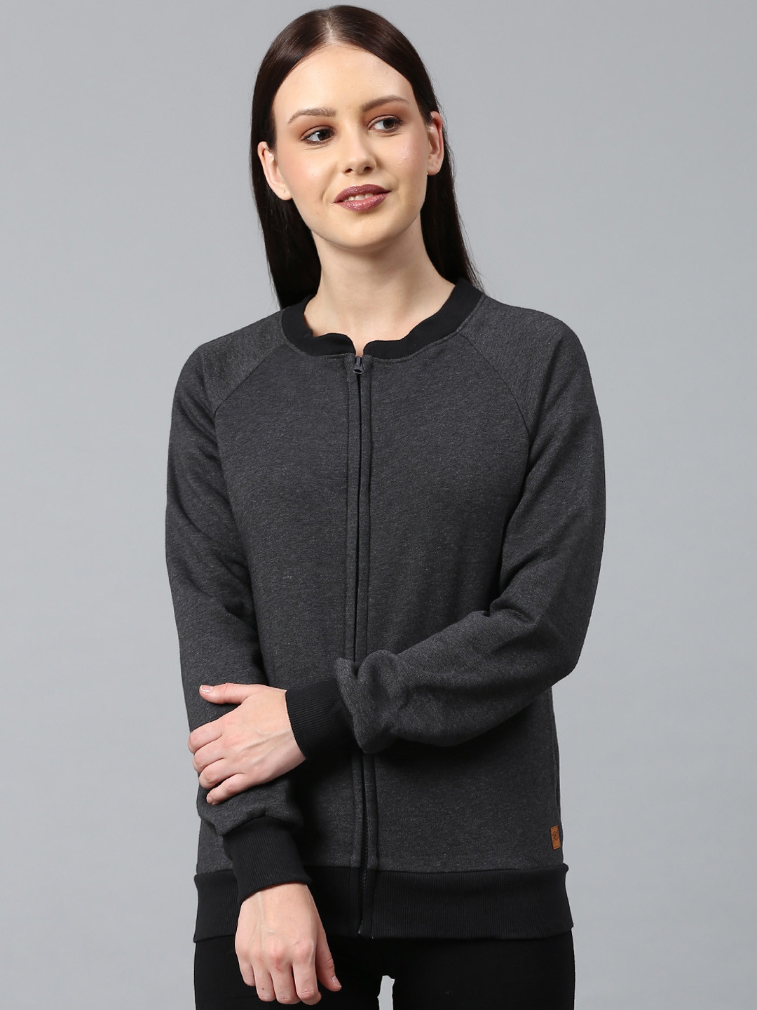 Campus Sutra Women Charcoal Sweatshirt