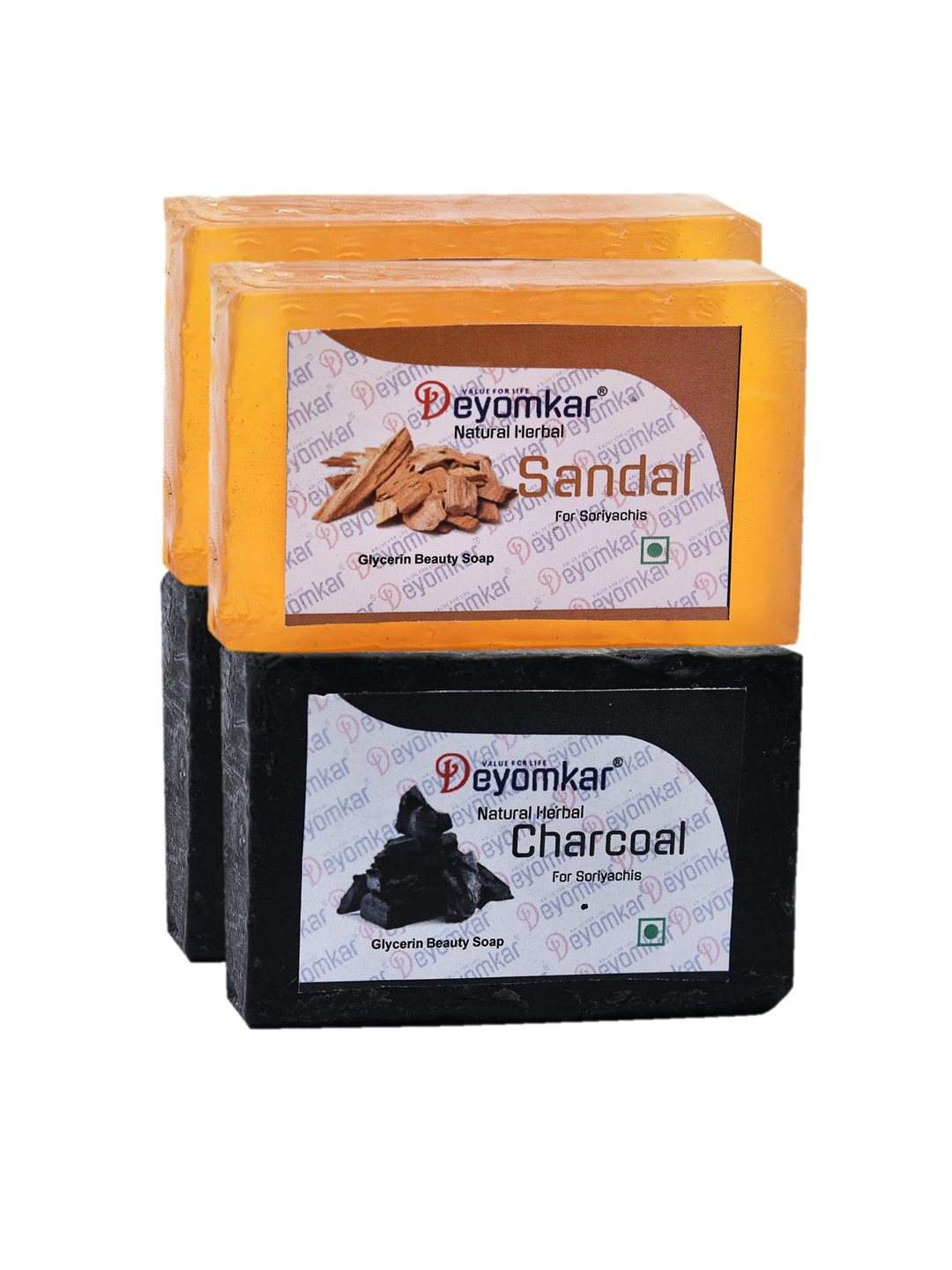 Deyomkar Set of 4 Herbal Glycerin Charcoal & Sandalwood Soaps