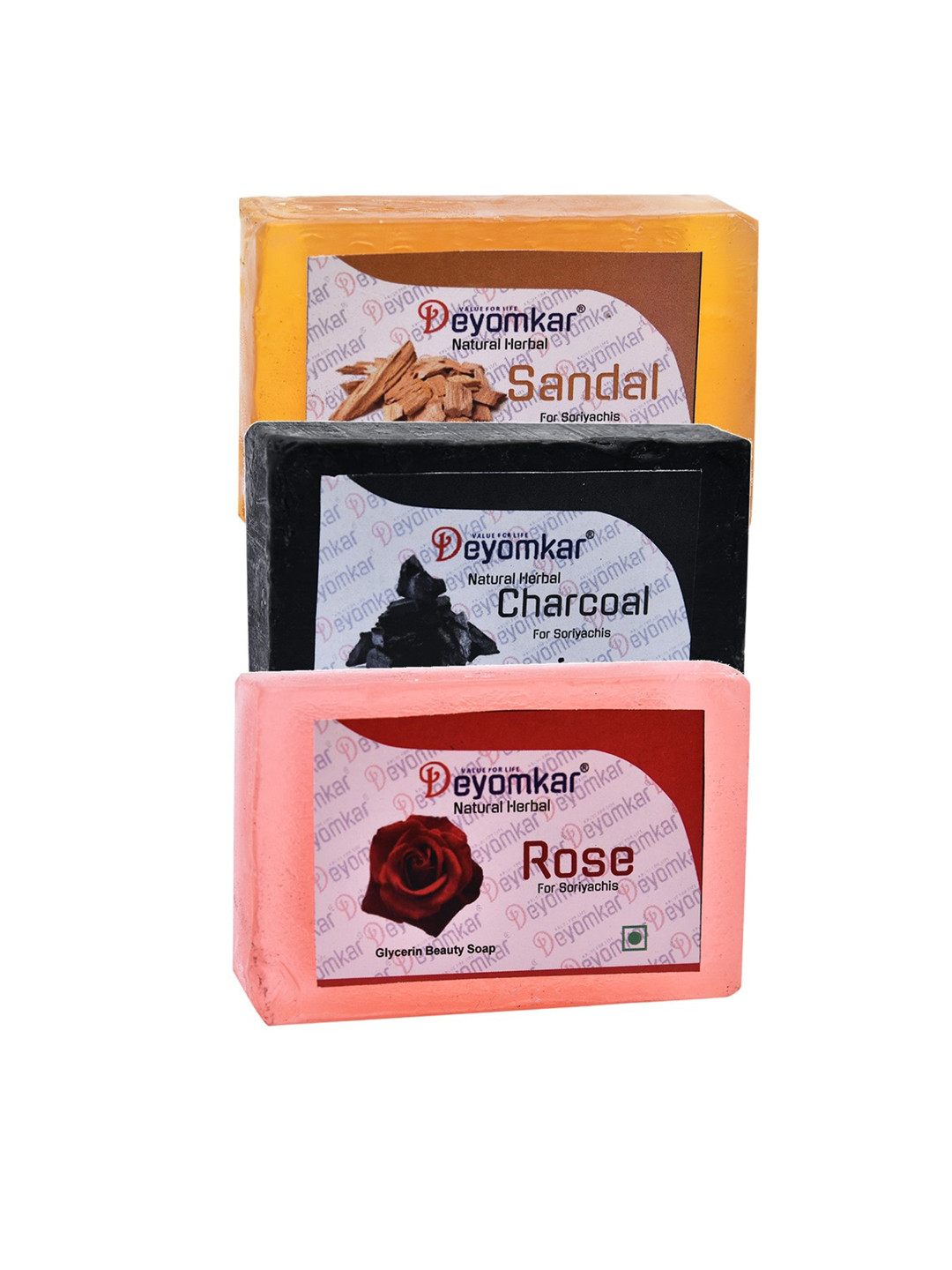 Deyomkar Unisex Unisex Herbal Charcol, Sandalwood & Glycerin Soap Pack of 3