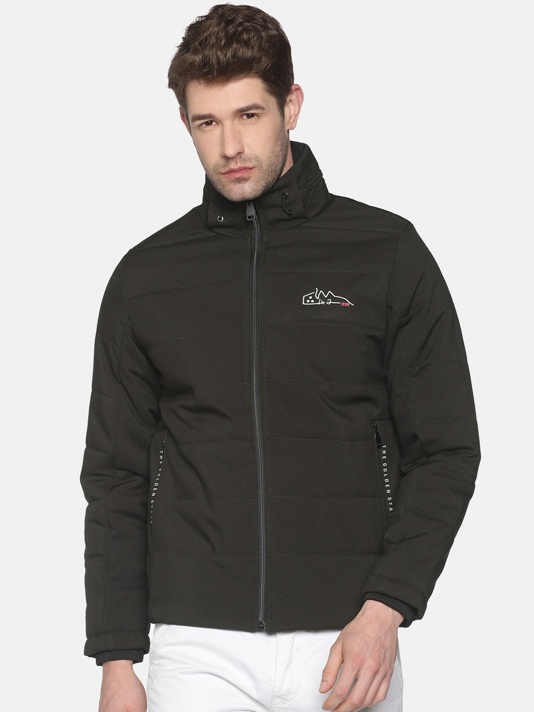 SHOWOFF Men Olive Green Lightweight Padded Jacket