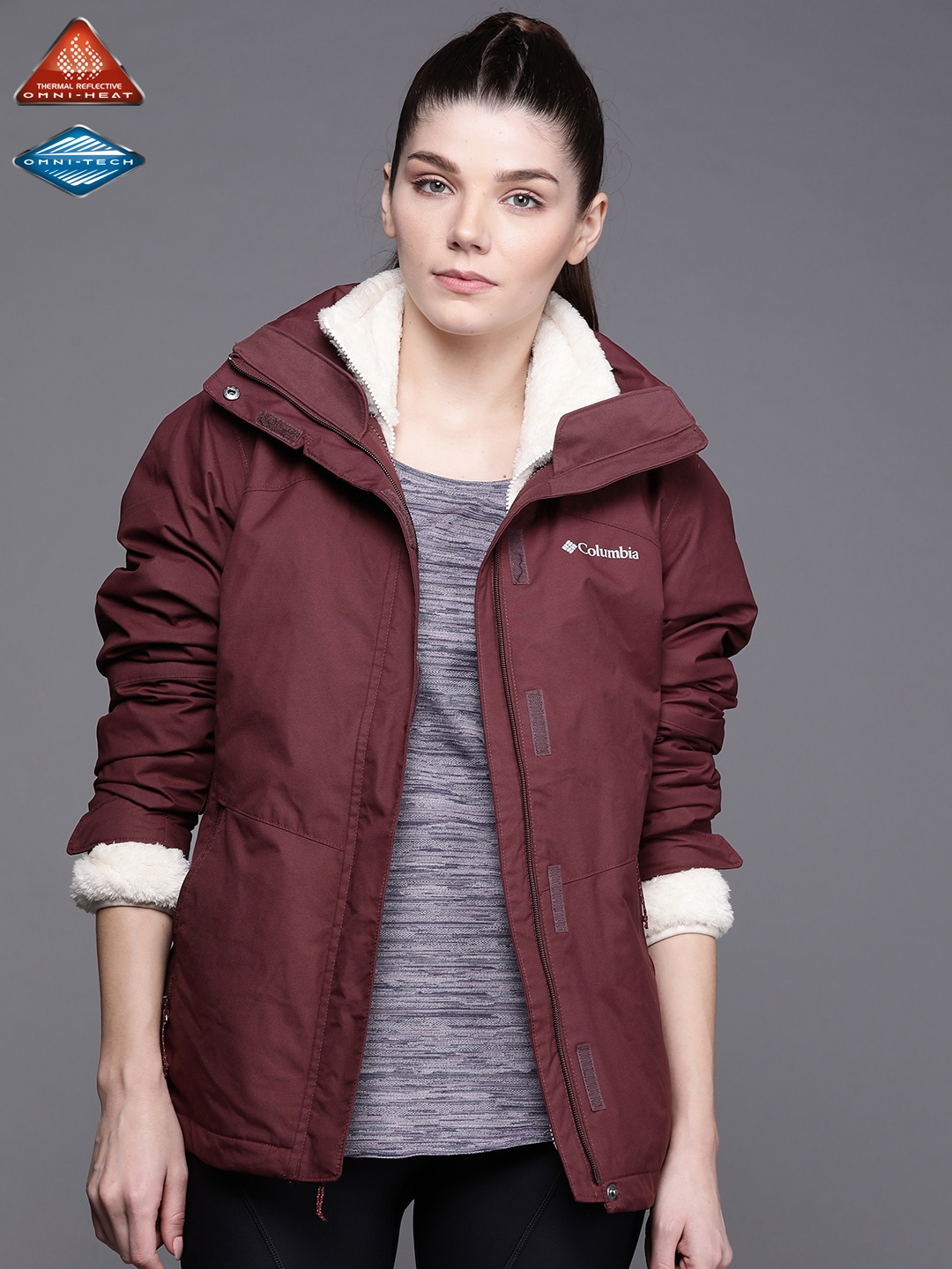 Buy Columbia Women Burgundy Bugaboo II Interchange Tailored Hiking Jacket with Omni Heat Jackets for Women 15953744 Myntra