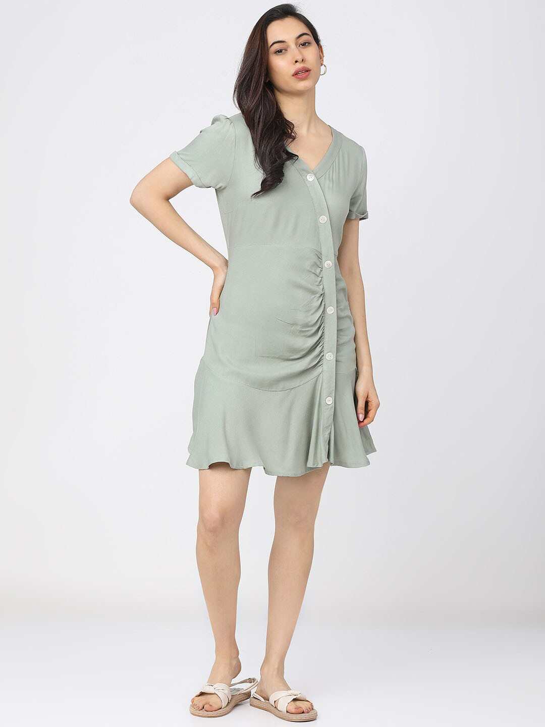 Tokyo Talkies Green A-Line Dress