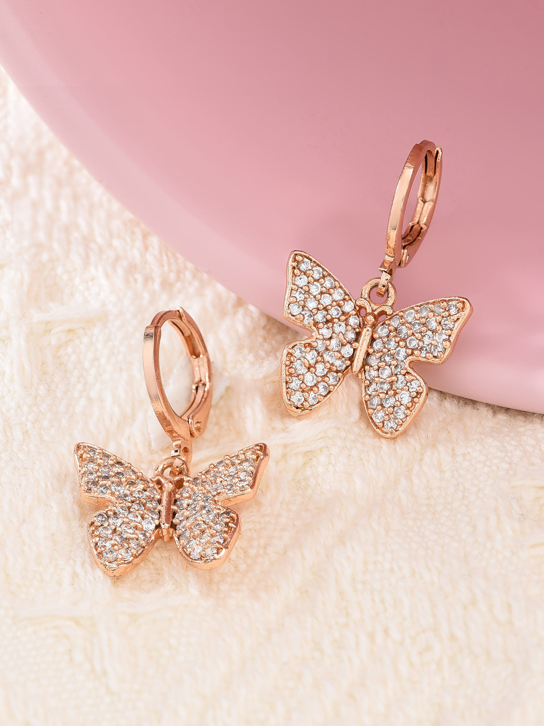 AMI Rose Gold Contemporary Hoop Earrings