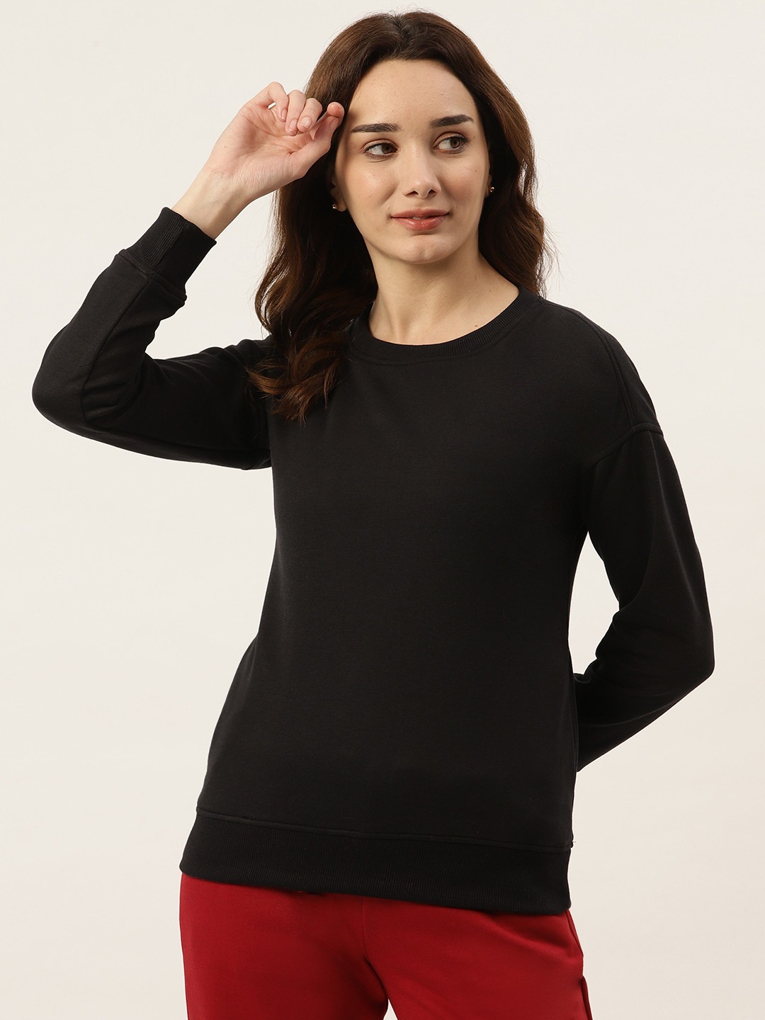 BRINNS Women Black Fleece Sweatshirt