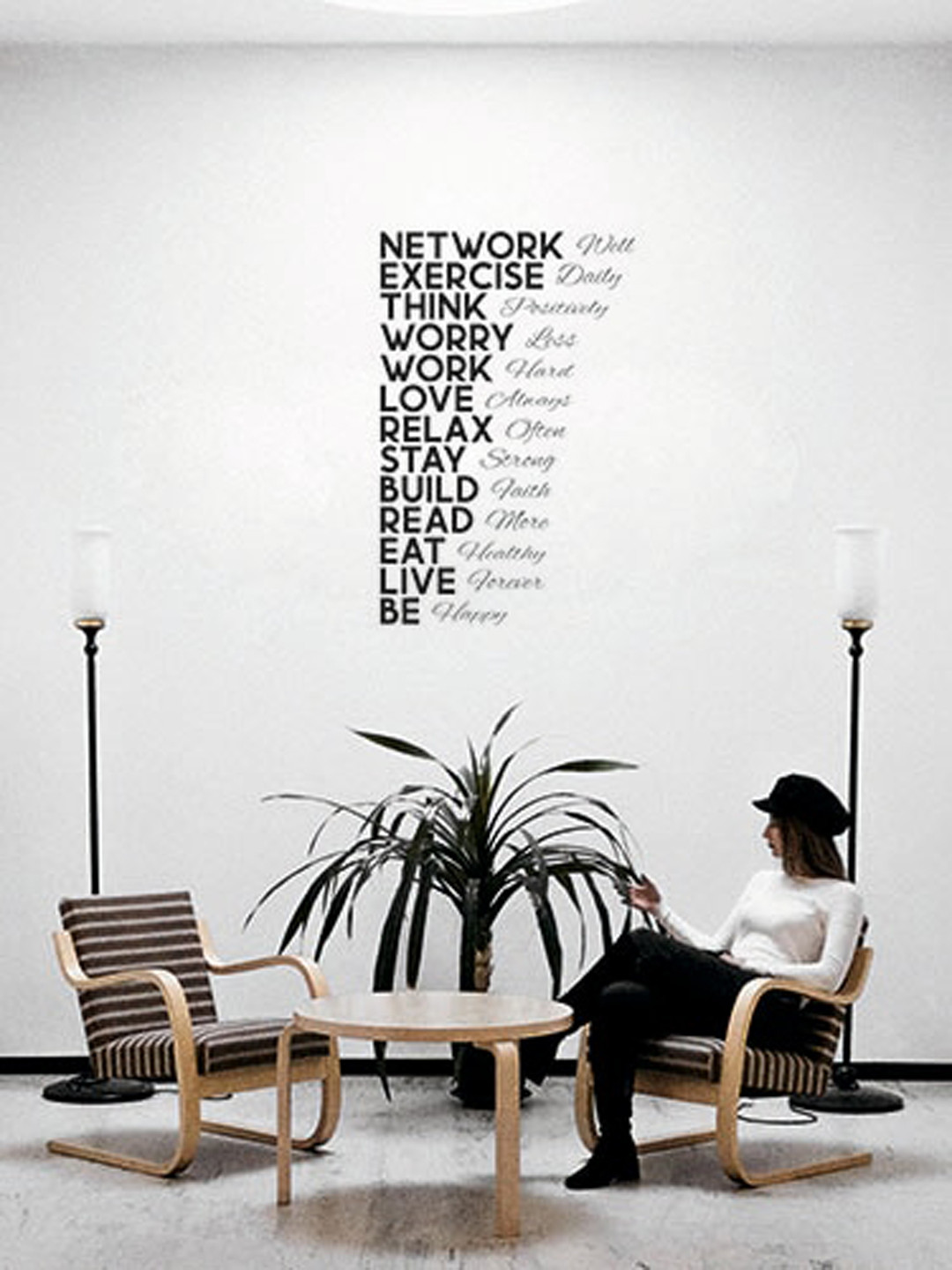 RANGOLI Black Typography Printed Wall Sticker