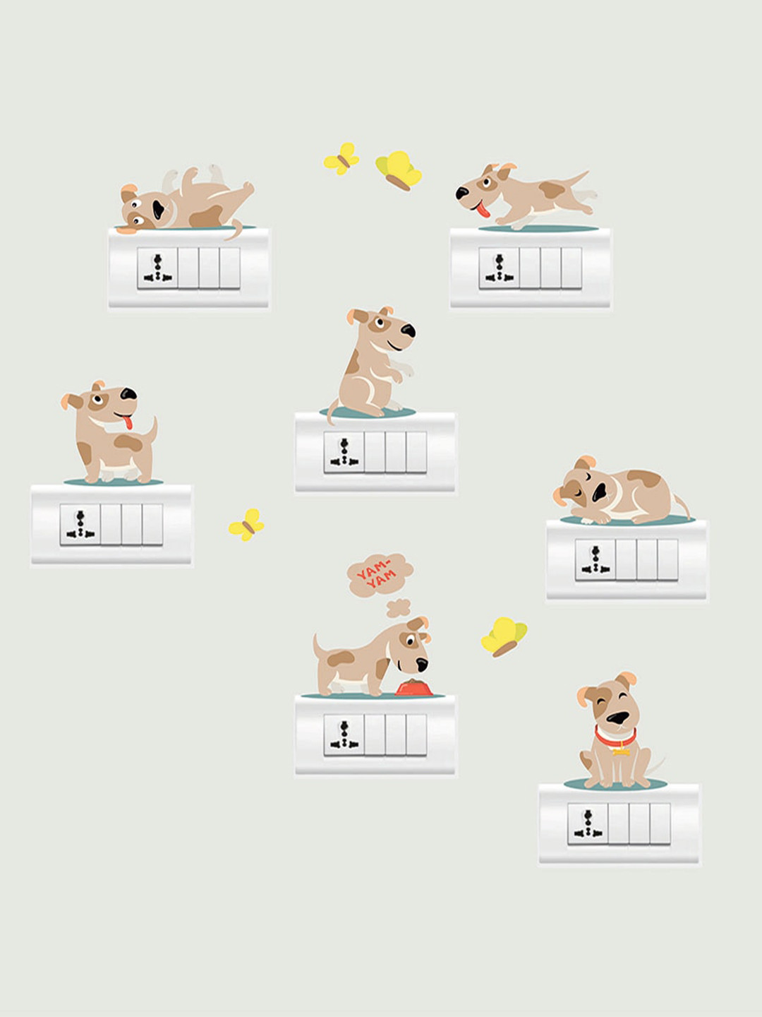 RANGOLI Assorted Puppy Light Switches Wall Stickers