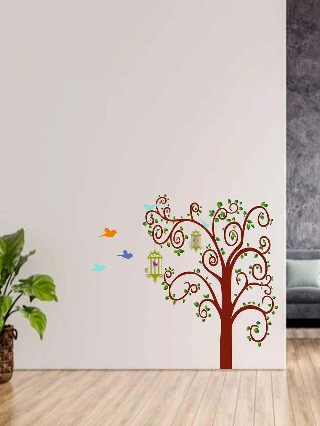 RANGOLI Assorted Bird On Tree Wall Sticker