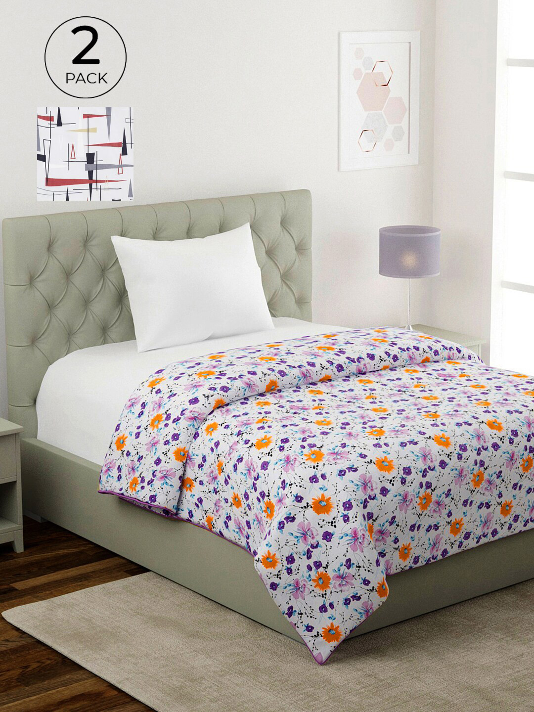 KLOTTHE Set of 2 Printed AC Room 233 GSM Cotton Single Bed Dohar