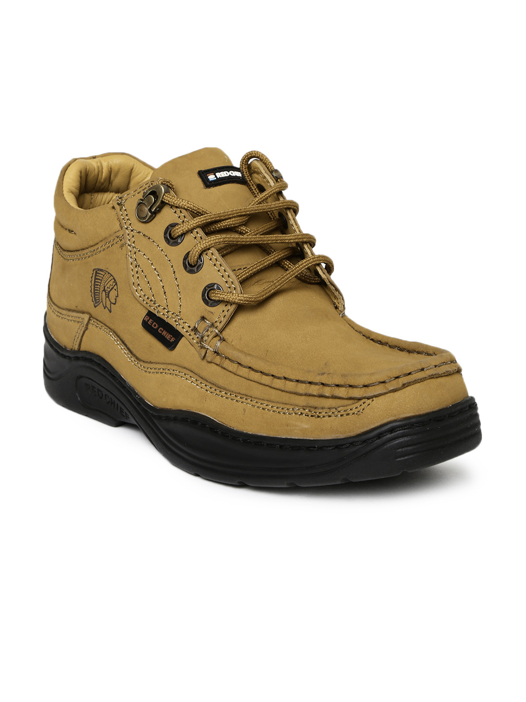 Red Chief Men Khaki Solid Leather Derbys