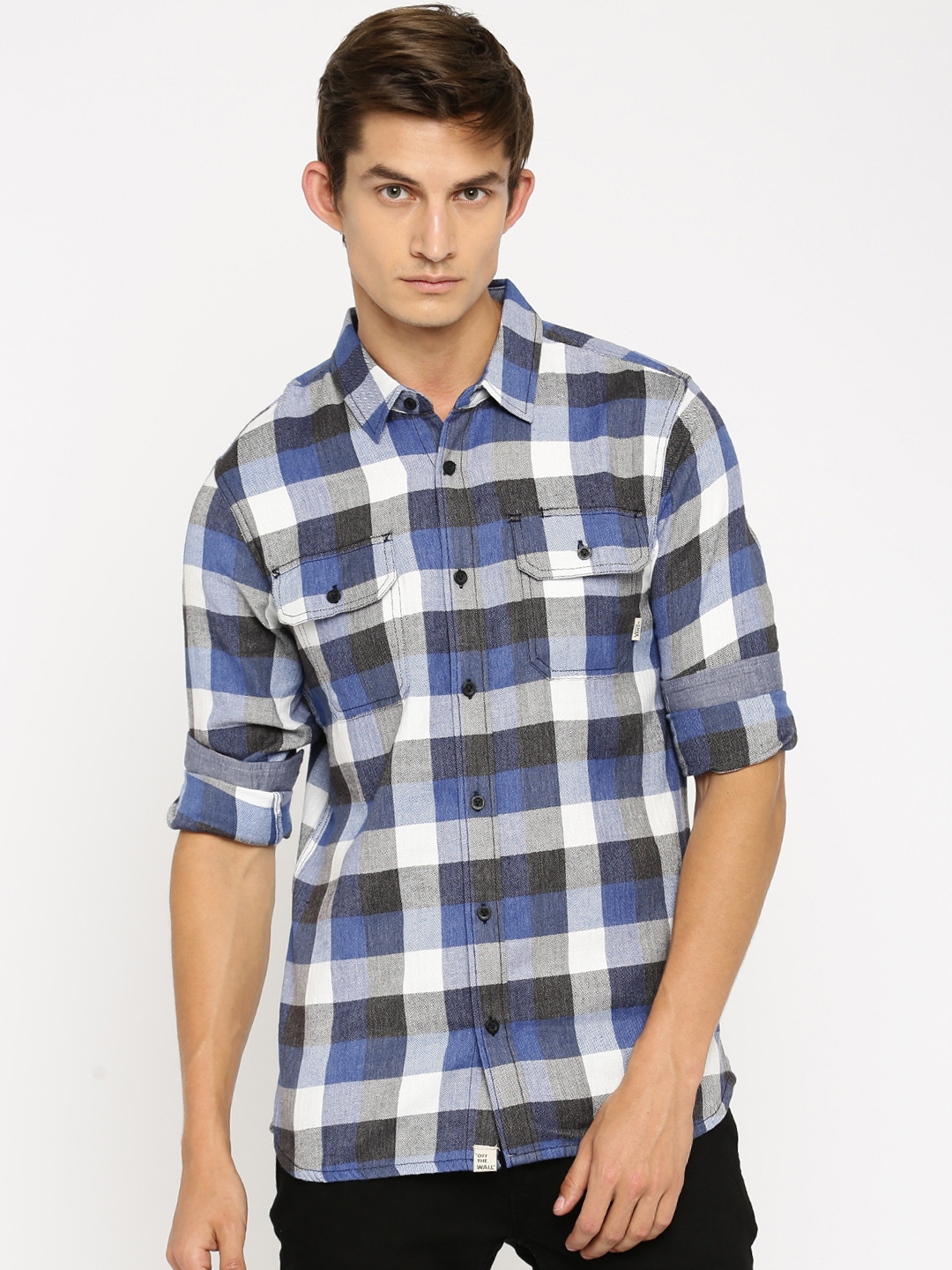 Blue checkered vans shirt new arrivals