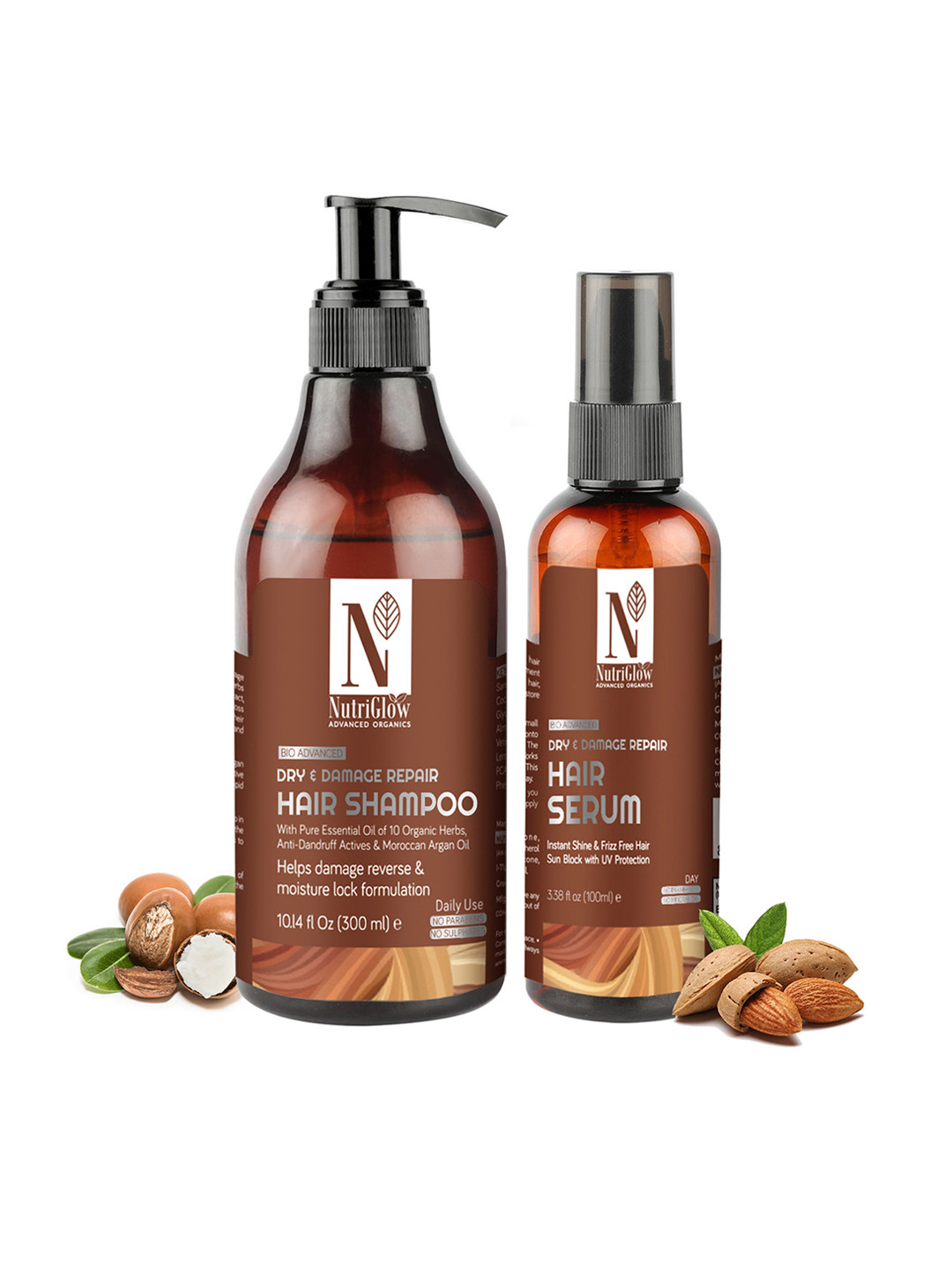 Nutriglow Advanced Organics Dry & Damage Repair Shampoo-300ml & Serum-100ml