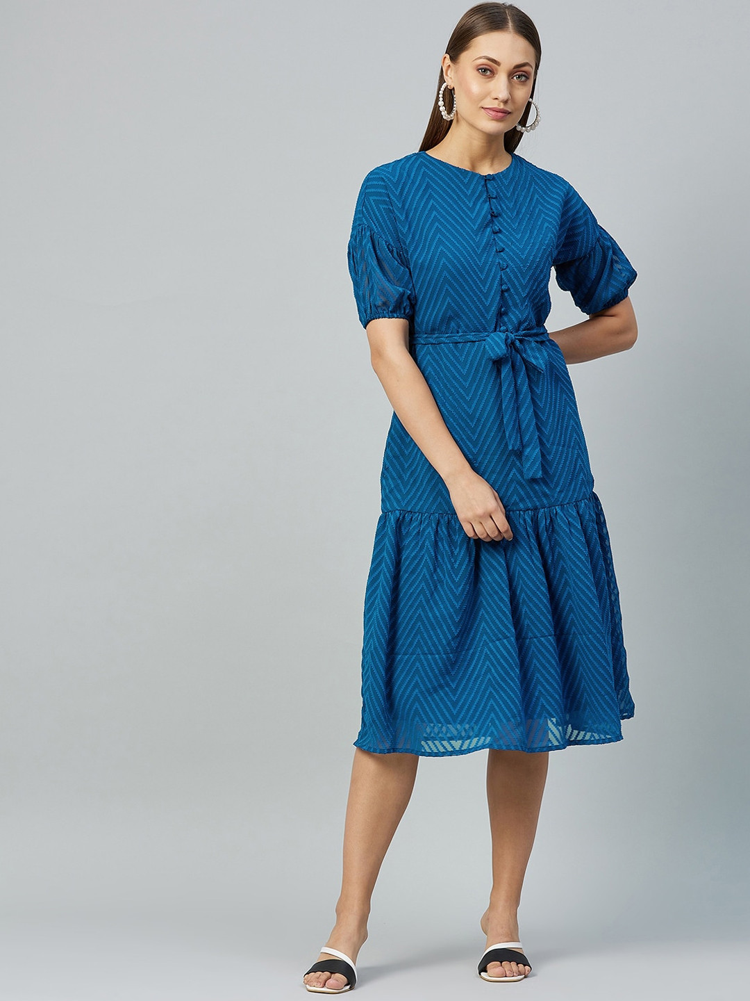 RARE Teal Georgette Midi Dress