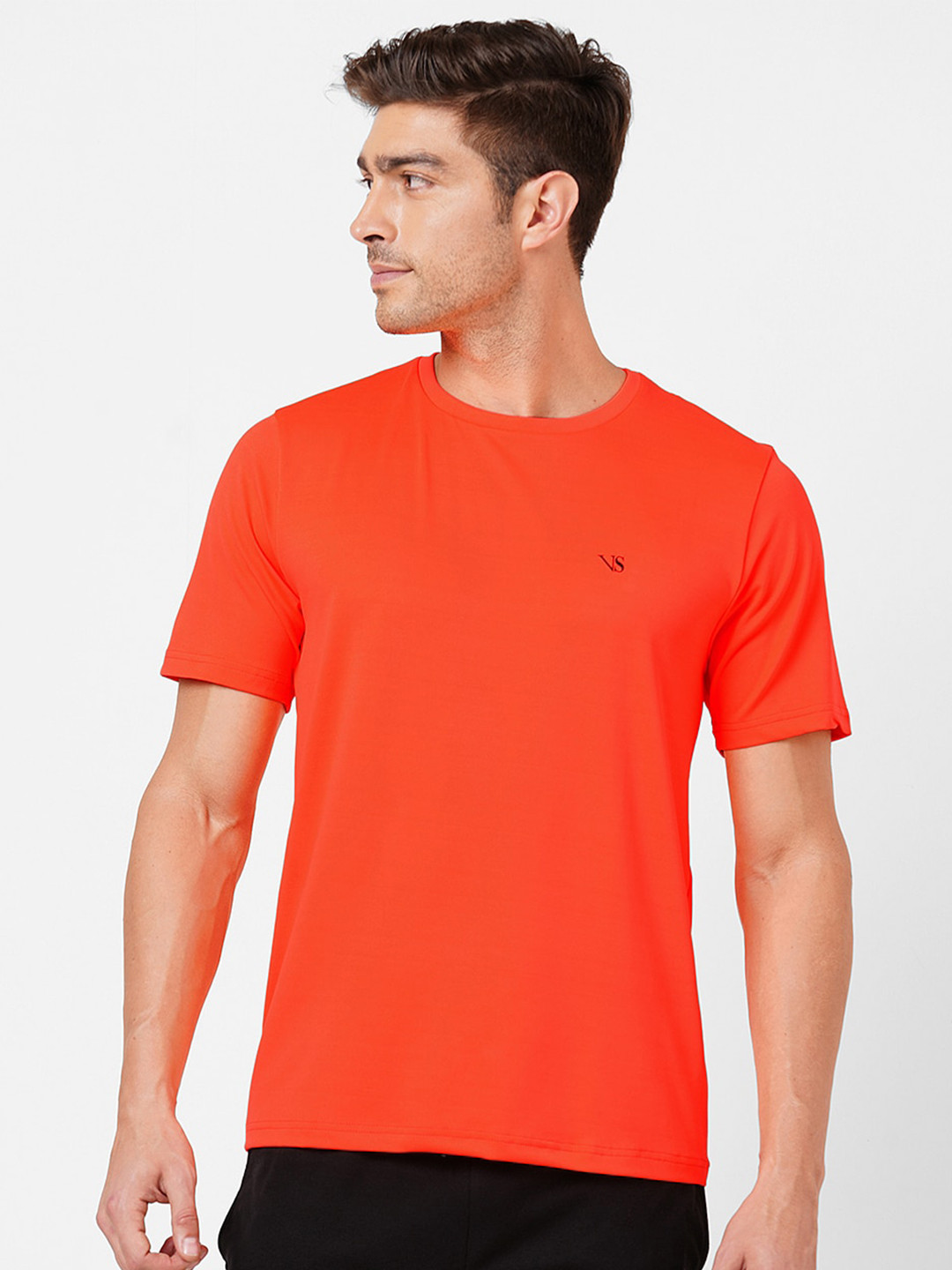 VS by Sehwag Men Orange Dri-FIT Pockets T-shirt