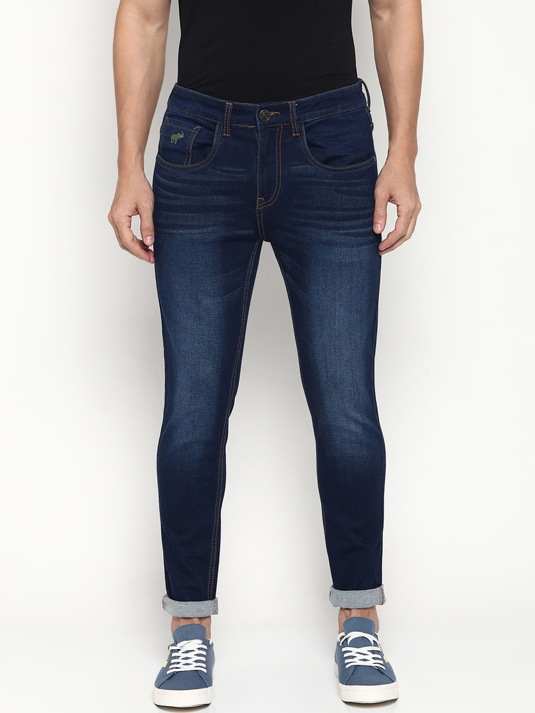 RUG WOODS Men Blue Cotton Light Fade Jeans