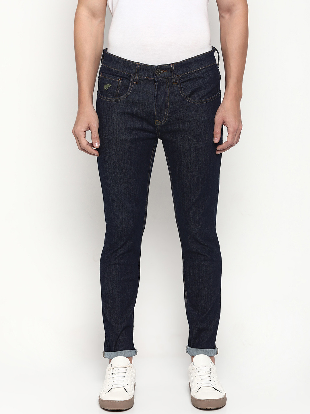 RUG WOODS Men Blue Low Distress Jeans
