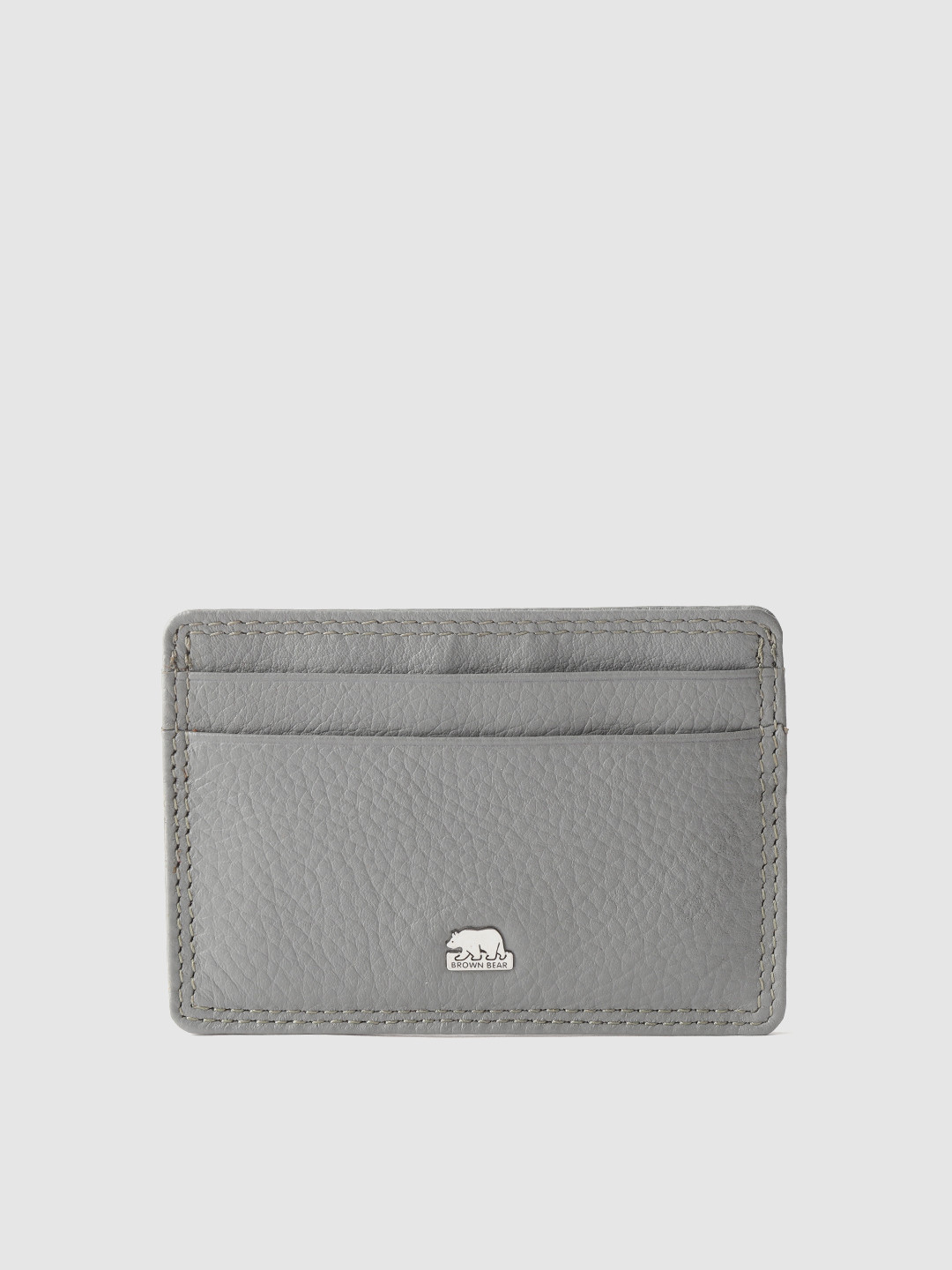 BROWN BEAR Men Grey Textured Leather Card Holder