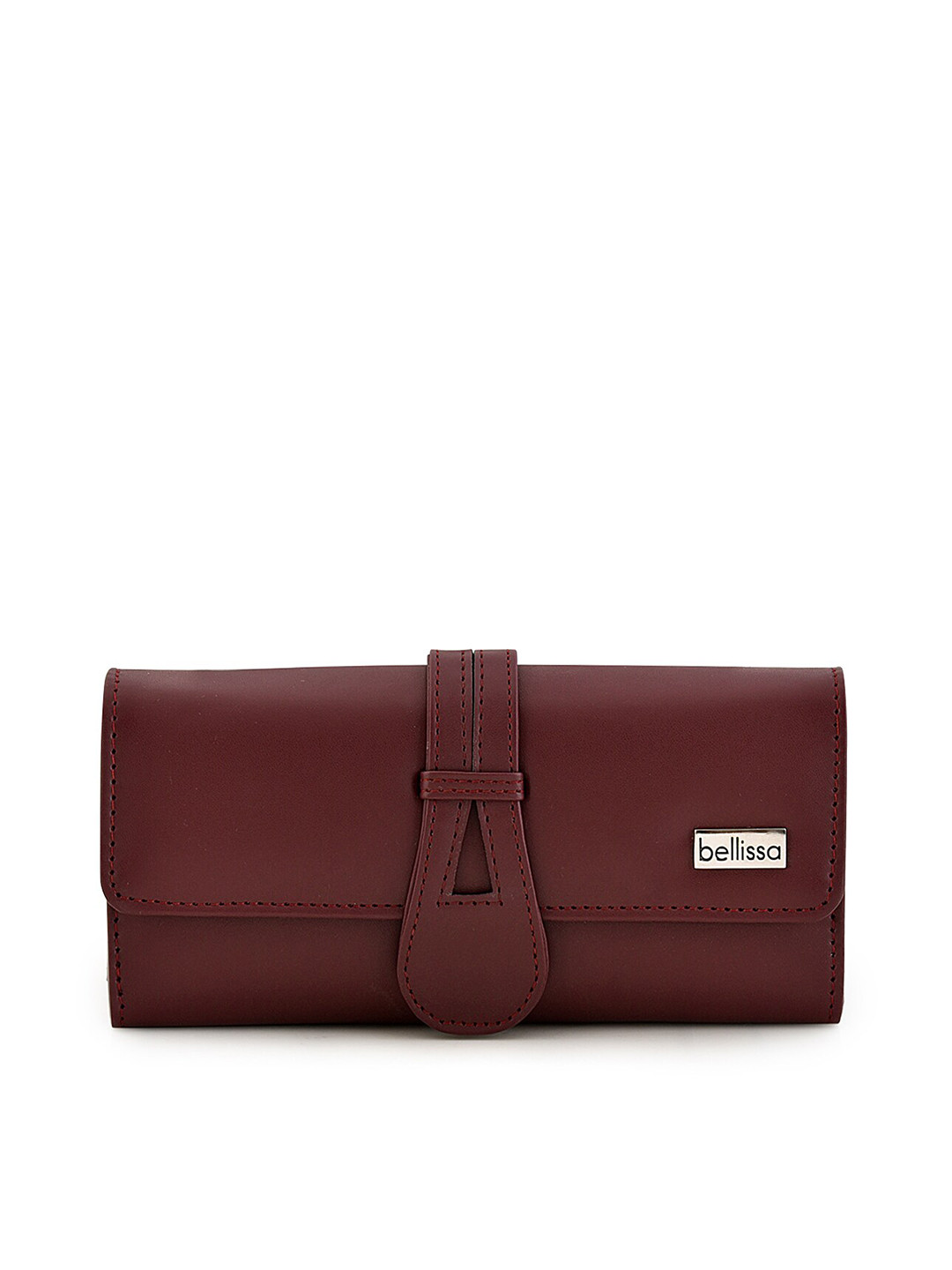 Bellissa Women Burgundy PU Three Fold Wallet