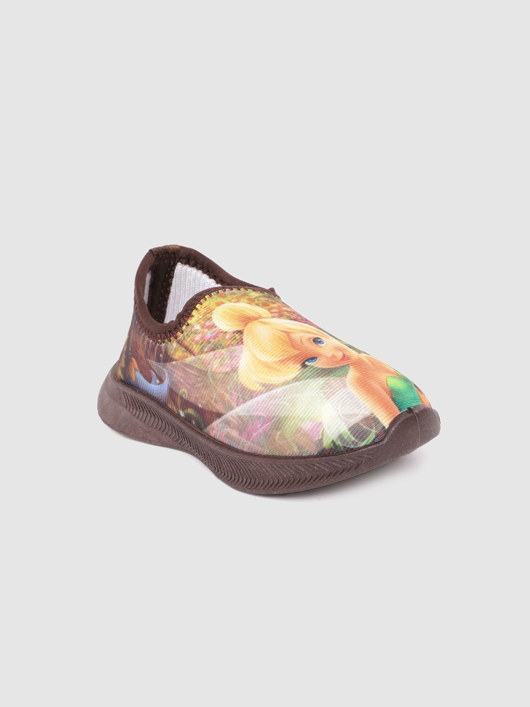 toothless Girls Maroon Tinker Bell Printed Slip-On Sneakers