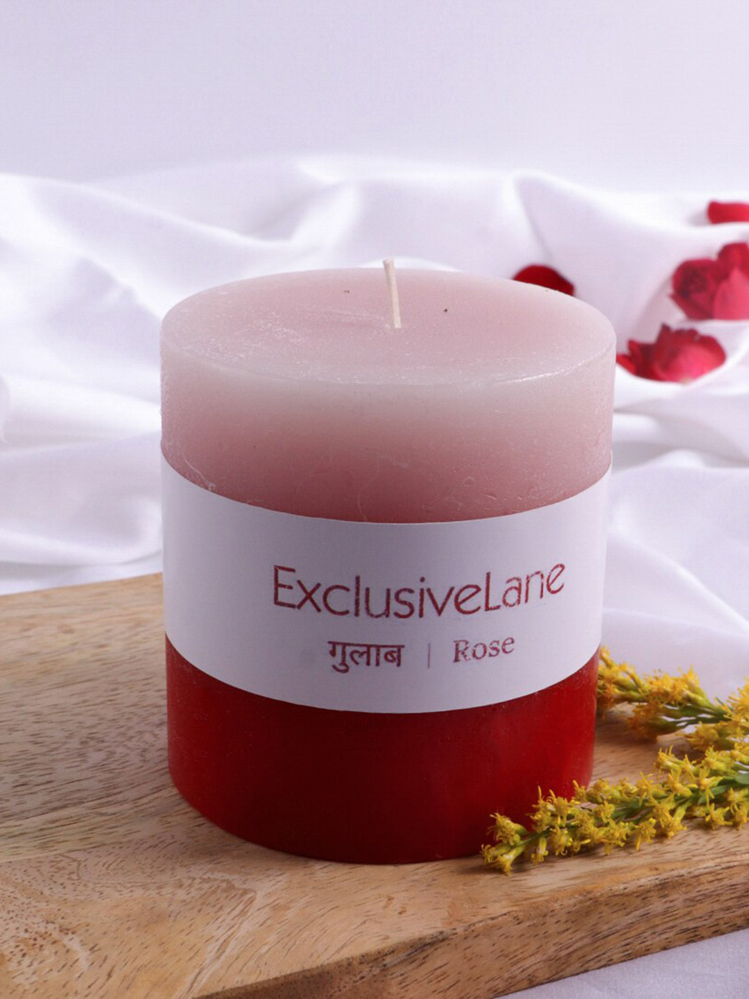 ExclusiveLane Handmade Scented 1 Wick Rose Solid Geometric Regular Pillar Candles