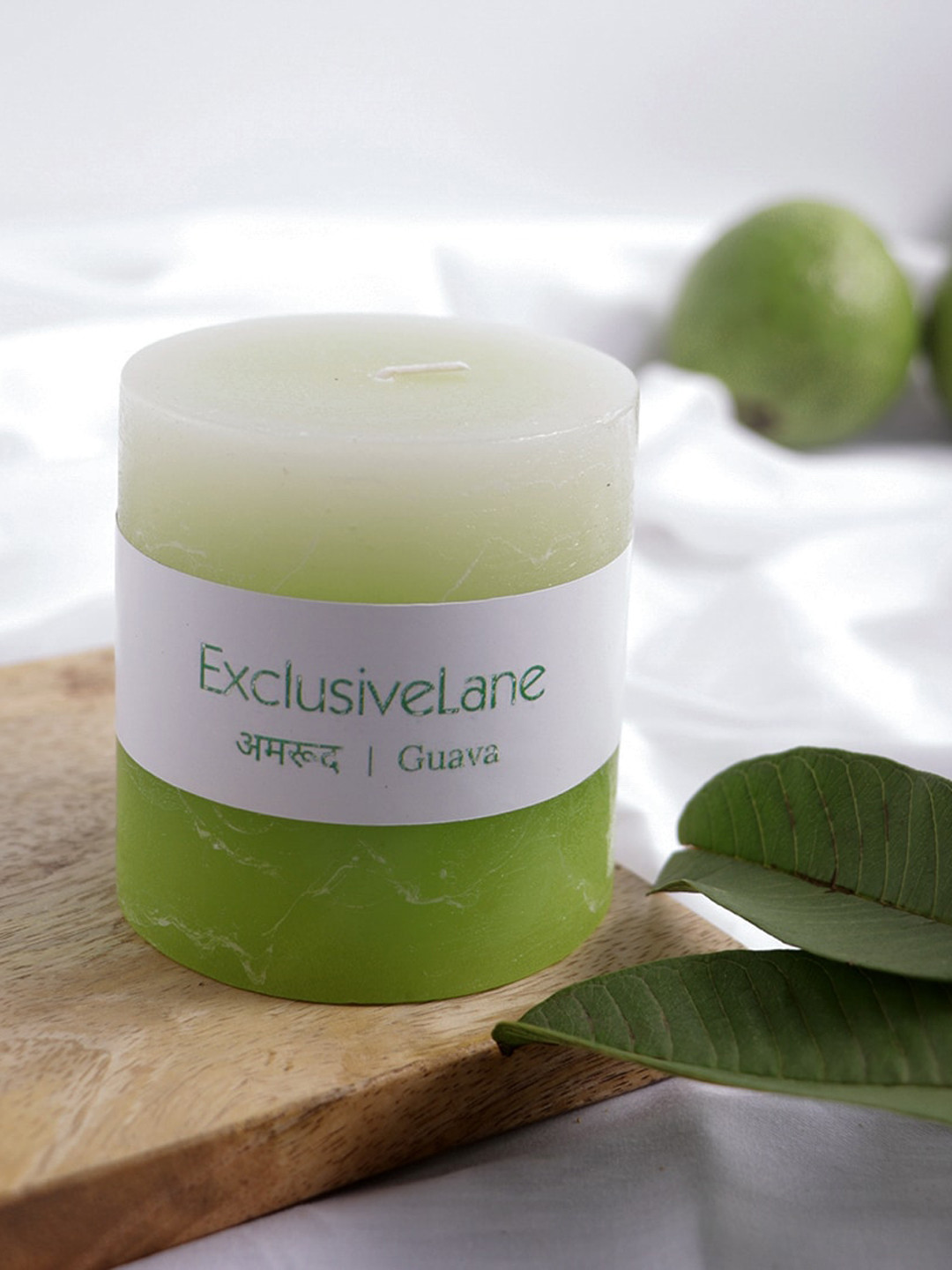ExclusiveLane Scented 1 Wick Guava Solid Geometric Regular Pillar Candles