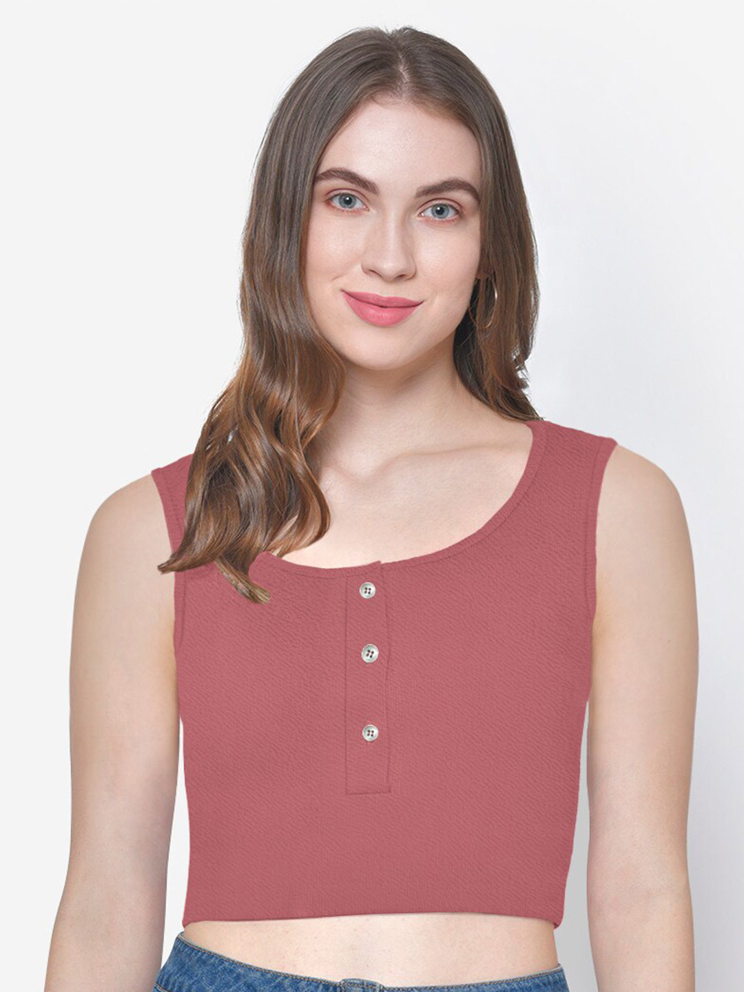 Martini Pink Fitted Crop Top