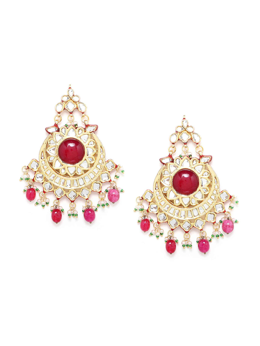 Kairi Red & Gold-Plated Contemporary Chandbalis Earrings
