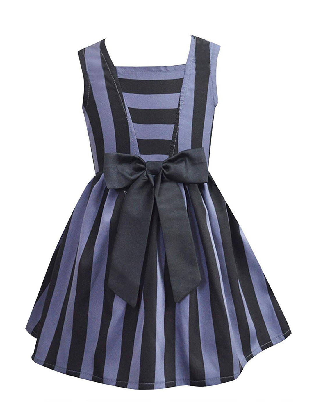 A.T.U.N. Girls Charcoal Grey & Black Striped Dress
