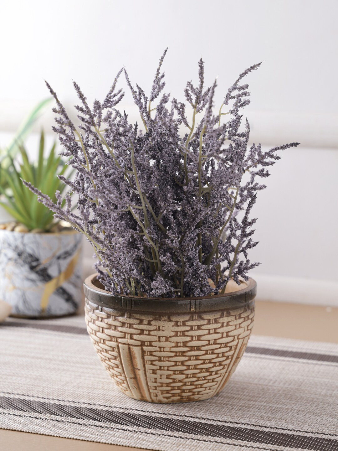 TAYHAA Beige & Black Textured Ceramic Pot