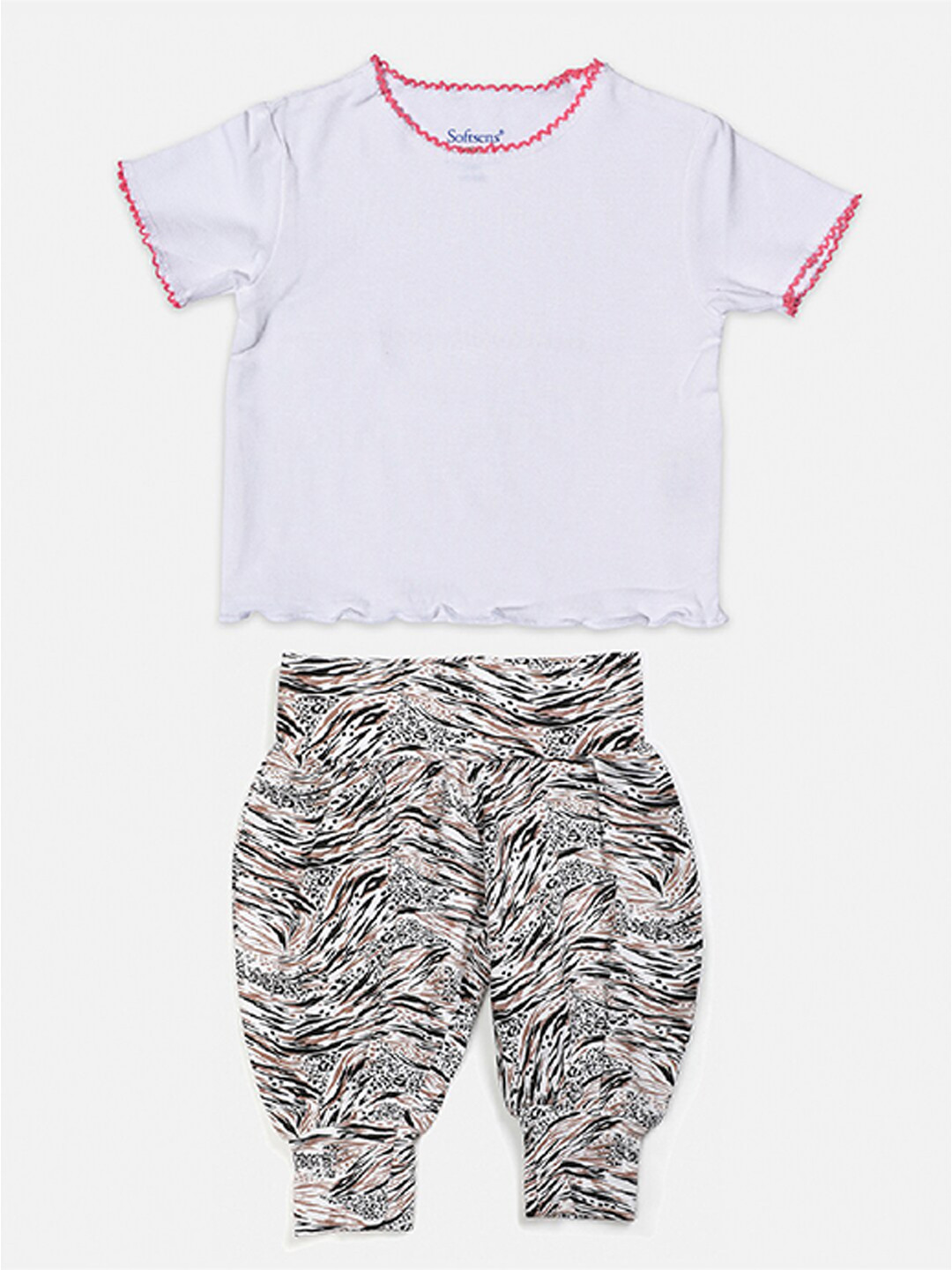 Softsens Girls White Top with Dhoti Pants