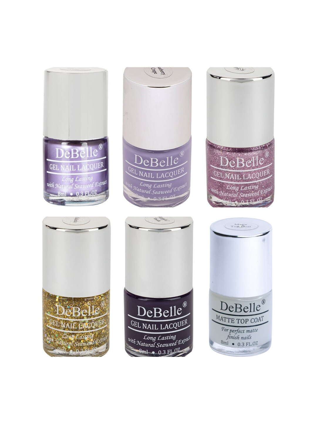 DeBelle Set of 6 Berrylicious Grapes Pastels Gel Nail Lacquers - 8ml Each