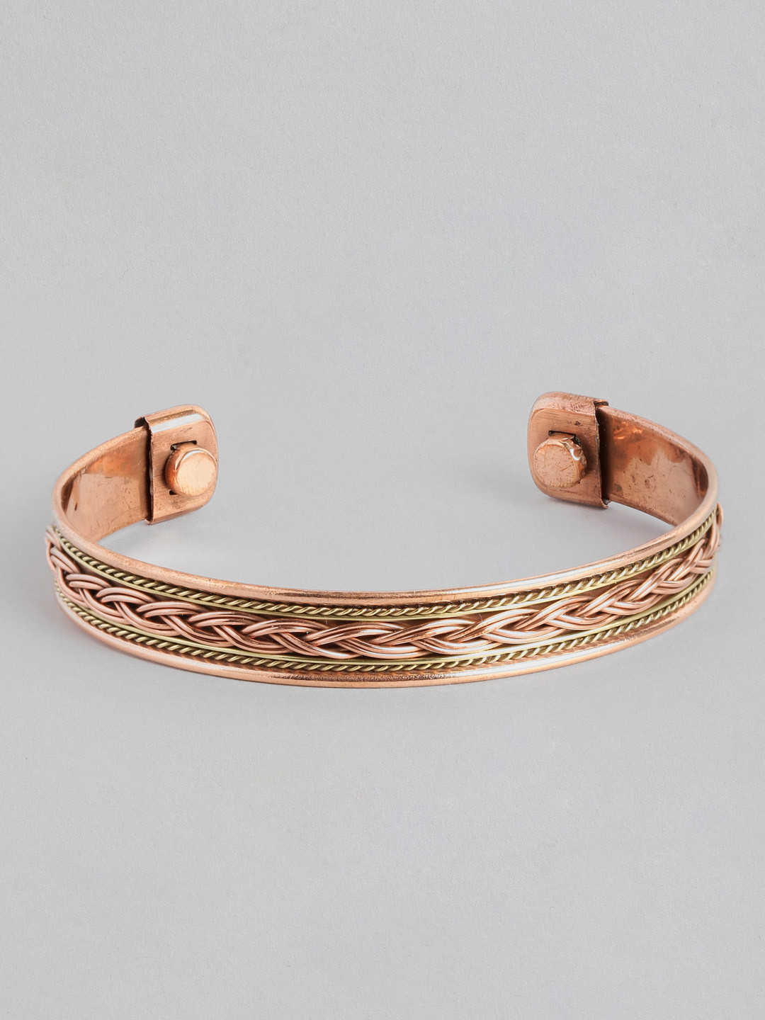 EL REGALO Men Copper-Toned & Gold-Toned Brass Handcrafted Brass-Plated Cuff Bracelet