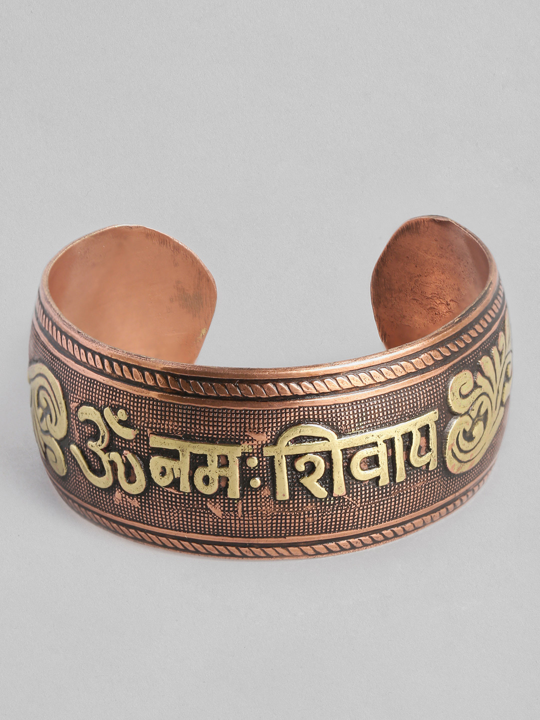 EL REGALO Men Copper-Toned Brass Handcrafted Brass-Plated Cuff Bracelet