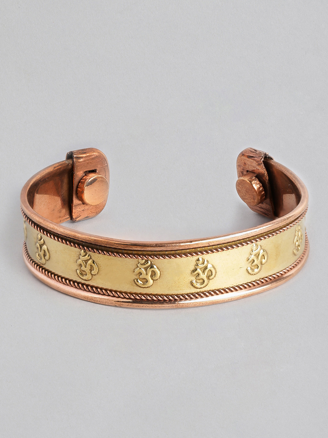 EL REGALO Men Copper-Toned & Gold-Toned Brass Handcrafted Brass-Plated Cuff Bracelet