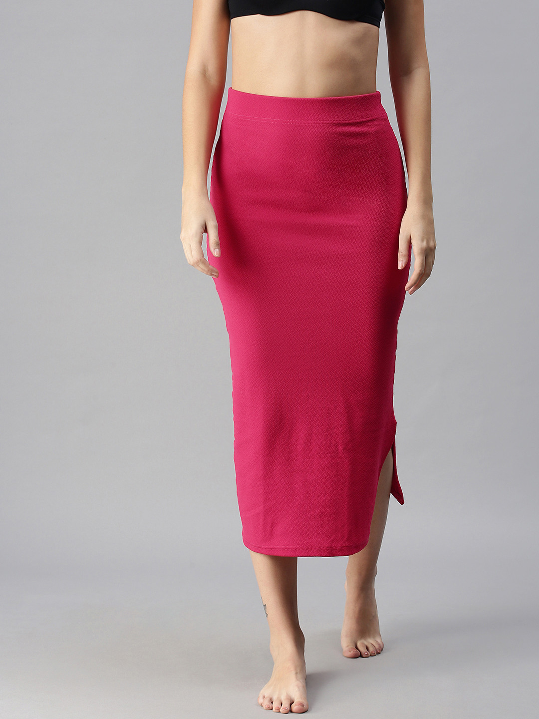 Selvia Magenta Side Slit Saree Shapewear 180TK119