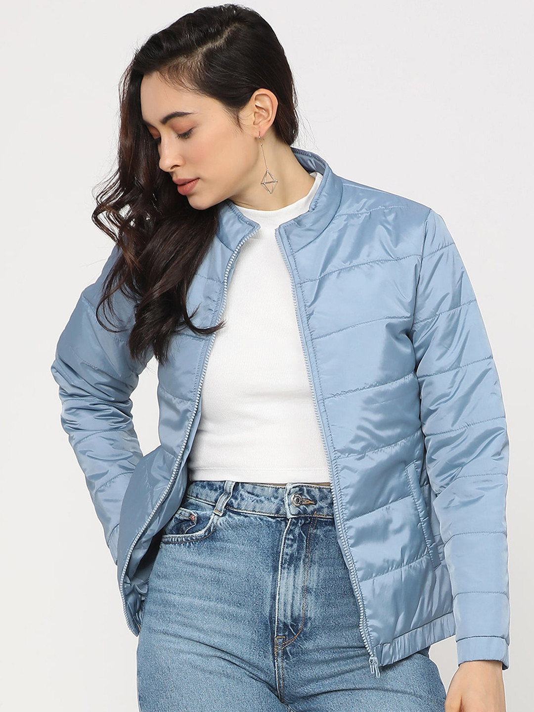 Tokyo Talkies Women Blue Puffer Jacket