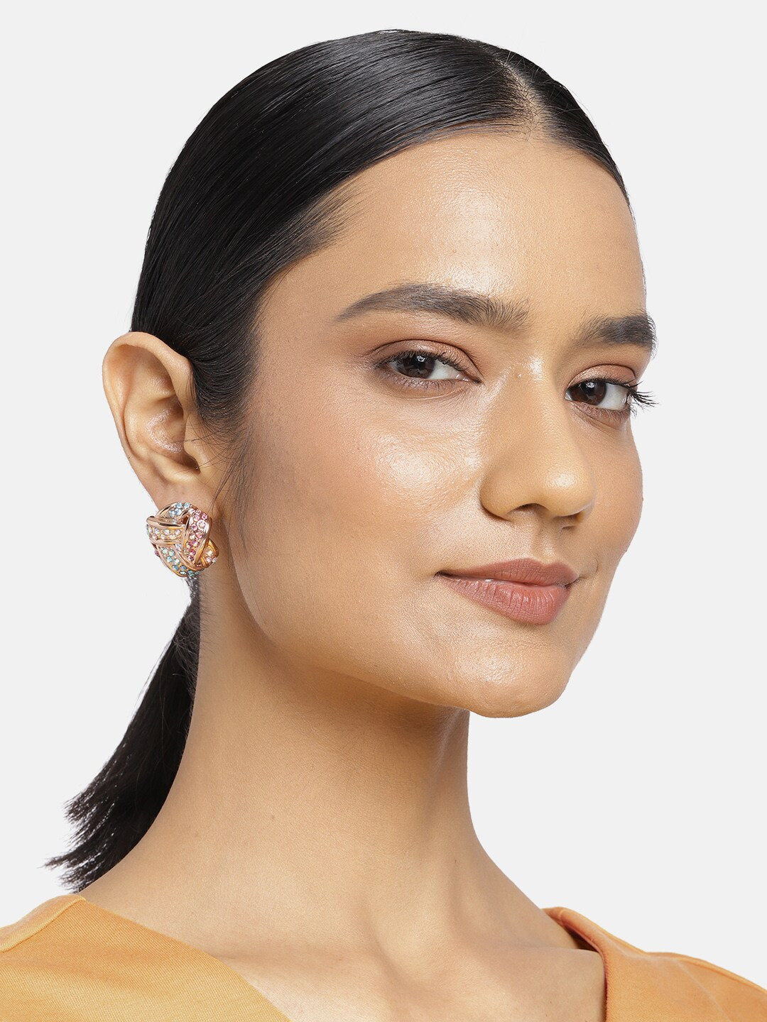 Estele Wpmen Rose Gold & Blue Contemporary Studs Earrings