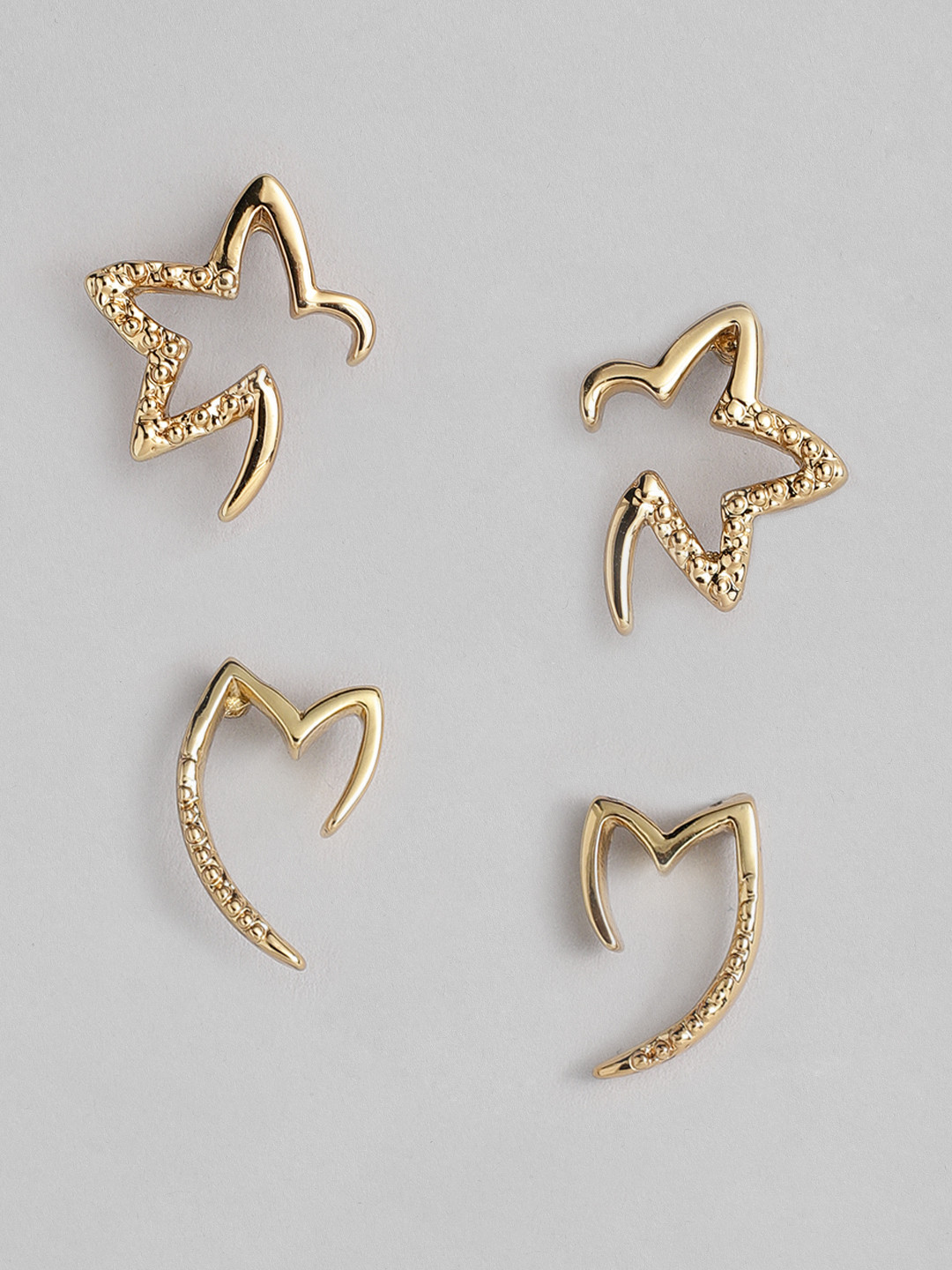 Estele Women Set of 2 Gold-Toned Contemporary Studs