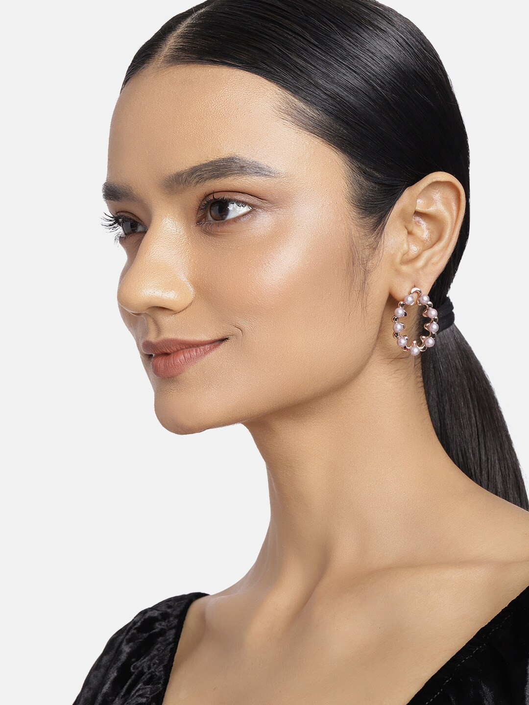 Estele Rose Gold & Purple Contemporary Studs Earrings