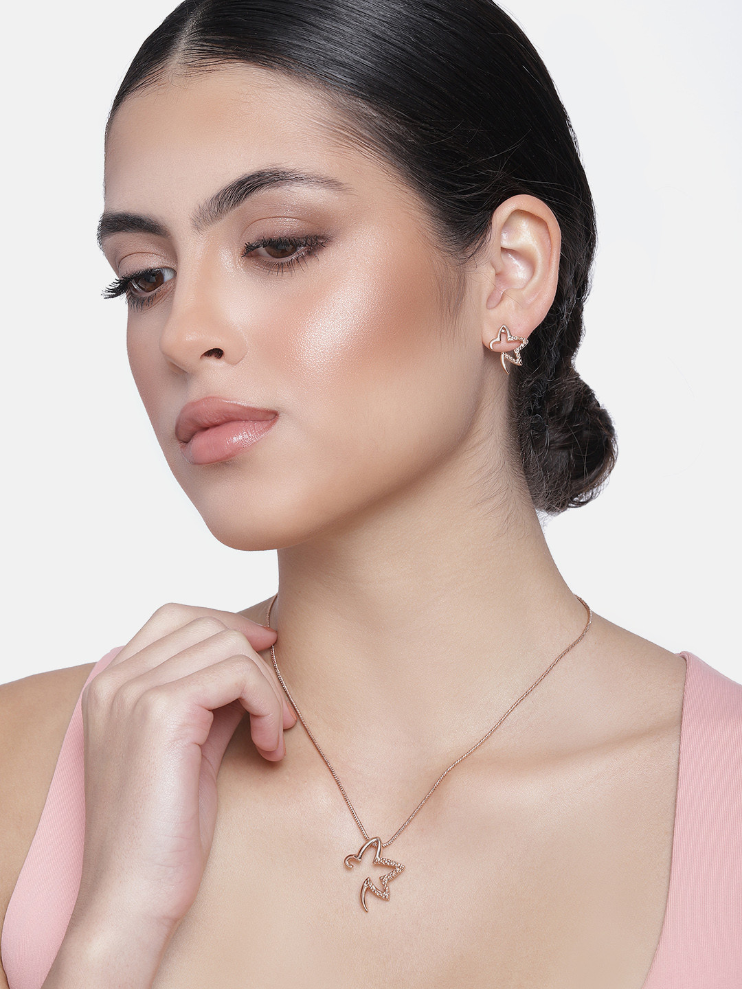 Estele Rose Gold Plated Rising Star Jewellery Set