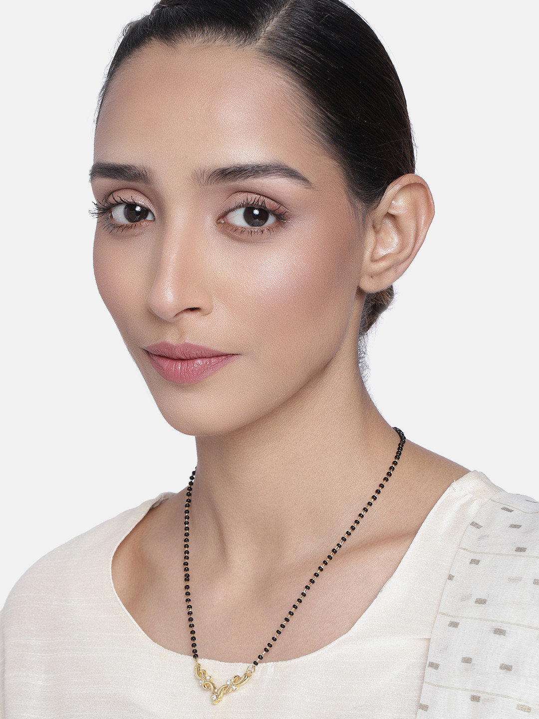 Estele Gold-Toned & Black Gold-Plated Necklace