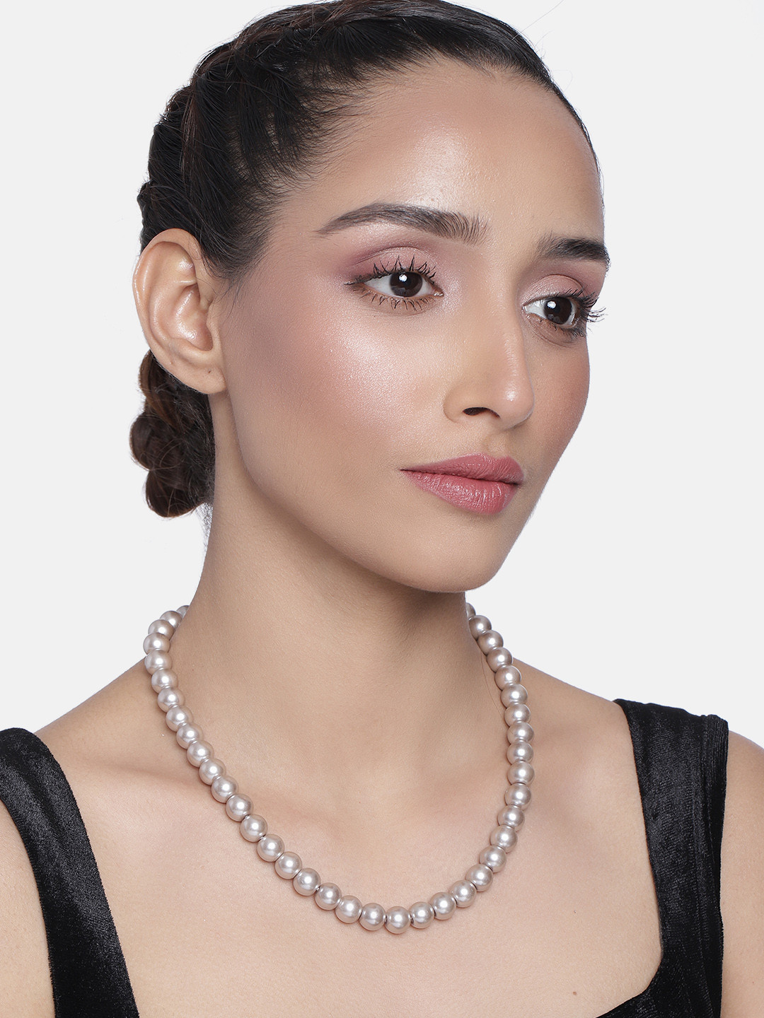 Estele Silver-Toned & Purple Silver-Plated Necklace