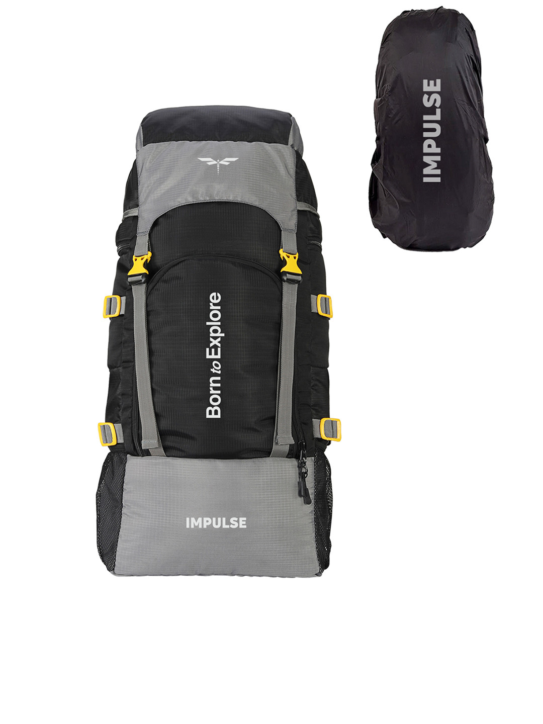 Impulse Unisex Black & Grey Colourblocked Rucksack