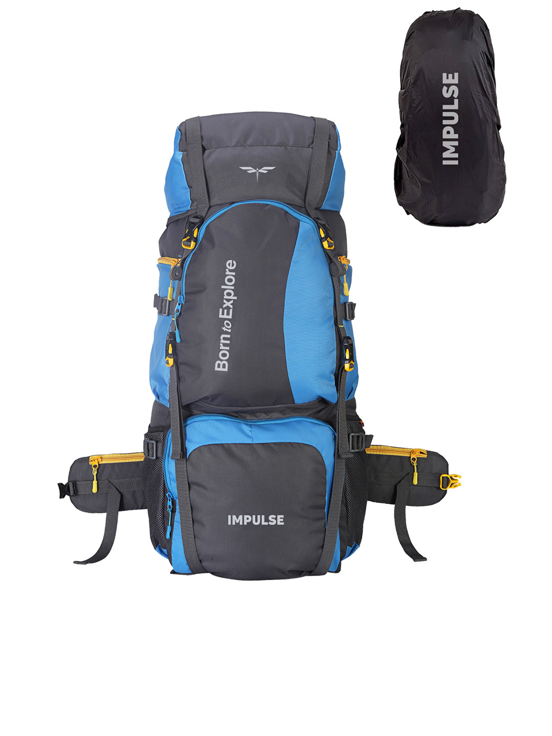 Impulse Blue & Black Colourblocked 80 Litres Waterproof Rucksack