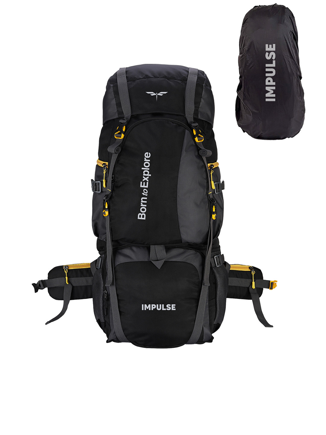 Impulse Black & Grey Colourblocked Waterproof Rucksack 80 L